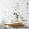 1/2X Wooden Hanging Rope Shelf Wall Mounted Floating Shelf Storage Rustic