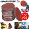 150pcs 125mm - 5" Sanding Discs 40 60 80 120 240 Grit Orbital Sander Pads Velc