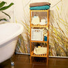 Tall 110cm Bamboo Storage Rack Home Standing Shelving Unit for Kitchen Bathroom