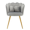 Velvet Upholstered Accent Chair Wing Back Armchair with Pilow & Metal Legs Grey