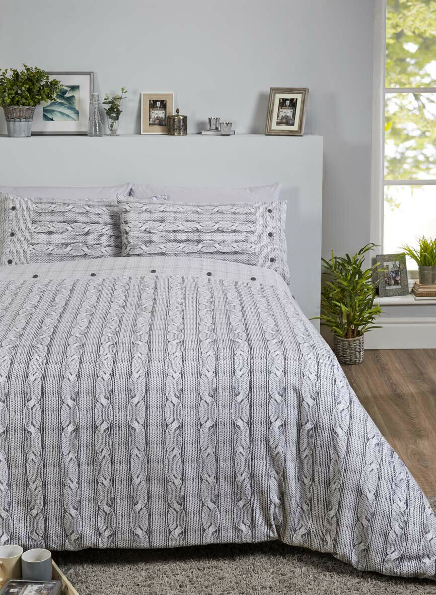 THERMAL 100% BRUSHED COTTON FLANNELETTE QUILT DUVET COVER BED SET COSY WARM SOFT