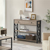 Industrial Console Table with Drawer & 2 Open Shelves Versatile Entryway Table