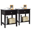Set of 2 2-Tier Nightstand Modern Sofa Side Table Bedroom End Table w/ Drawer
