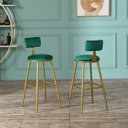 2x Velvet Bar Stools Bar Chairs Breakfast Dining Stools Home Office Kitchen Bar