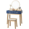 Modern Makeup Table Set Vanity Dressing Table W/ Stool LED Mirror & 4 Drawers