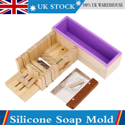 Silicone Soap Mold Wooden Box Loaf Cake Maker Cutting Slicer Cutter Handmade DIY