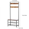 Coat Stand Hallway Shoe Rack Hanger Shelf Footwear Storage Vintage Wooden Black
