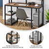 Brown Computer Desk with Hutch and Functional Shelves Study Table Writing Desk