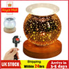 Desire Aroma 3D Glass Electric Lamp Firework Wax Melt Oil Burner w/ Wood Base UK