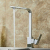 Modern Kitchen Sink Tap Chrome Monobloc Lever Swivel Square Mixer Taps Faucet