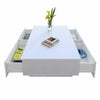 High Gloss Coffee Table with Storage Drawers LED Light Living Room White