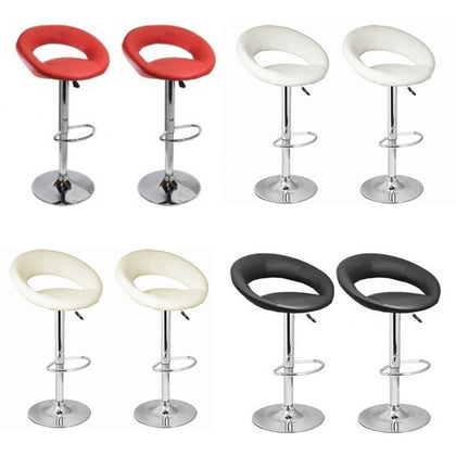 SET OF 2 - PAIR of FAUX LEATHER KITCHEN BAR STOOL PUB BARSTOOLS SWIVEL PU T307