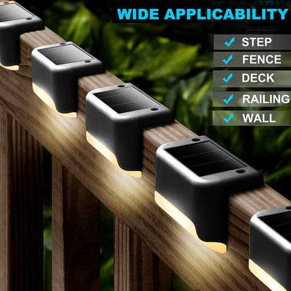 4 Outdoor Solar LED Deck Lights Path Garden Patio Pathway Stairs Step Fence Lamp