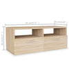 Modern Small TV Unit Cabinet Stand Coffee Table 2 shelves 2 doors White Oak