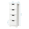Mondeer 4 Drawers Bathroom Cabinet Wooden Chest Storage Cupboard White