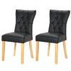 2pcs PU Leather Padded Dining Chairs Retro Button Back Home Kitchen Dinner Seat