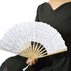 White LACE FAN Folding Hand Held Dance Party Wedding Event Flower Fancy Dress UK