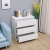 Modern White Bedside Table Cabinet w/3 Drawers Nightstand Storage Furniture