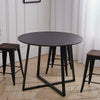 Wood Tabletop Round Dining Table Walnut Black Powder Coated X Shaped Metal Legs