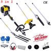 5 in 1 52cc Petrol Hedge Trimmer Chainsaw Brush Cutter Pole Saw Outdoor Tools UK