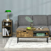 Coffee Table Wood Finish Metal Frame Sofa Table with Drawer & Shelf Brown