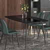 Mondeer Dining Table with Adjustable Pads Metal Legs for 4-6 Persons Black