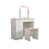 White Dressing Table Vanity Makeup Desk w/ 3 Drawers Large Mirror Stool Bedroom
