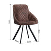 2x Grey&Brown Dining Chairs Set PU Faux Leather Padded Metal Legs Accent Chair