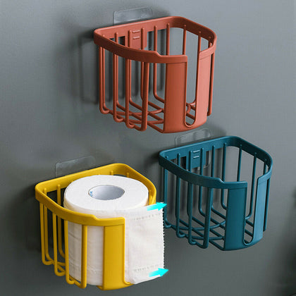 Bathroom Toilet Paper Rack Wall Mounted Adhesive Organizer No-Drill
