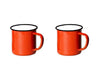 2 x Falcon Enamel Mugs Cups Tin Metal Camping Outdoor Tea Coffee White Red Grey
