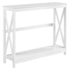 2-Tier Console Table X-Shaped Narrow Entryway Storage Shelves Side Table White