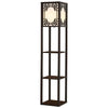 4 Tier Shelf Floor Lamp w/ Shade Standing Light Open Shelves Storage Living Room