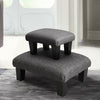 FABRIC BUTTONED WOOD FOOTSTOOL LINEN FOOT REST STOOLS BENCH SMALL - LARGE POUFFE