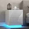 High Gloss Bedside Table Cabinets Cupboard w/ RGB Light Chest of Drawers Bedroom