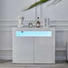 LED High Gloss Cupboard Wood Cabinet Storage Side End Living Room Furniture