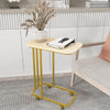 C-Shaped Sofa Side Table Golden Metal Frame End Coffee/Snack Table Living Room