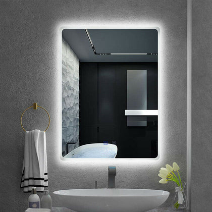 Wall Backlit Led Mirror Bathroom Makeup Mirror Adjustable Bright Frosted Edge UK