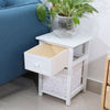 2x Wooden Bedside Tables Nightstand Cabinet Storage Drawer Wicker Basket Unit