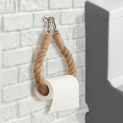 Vintage Weave Hanging Rope Jute Toilet Paper Towel Holder Toilet Roll Holder UK