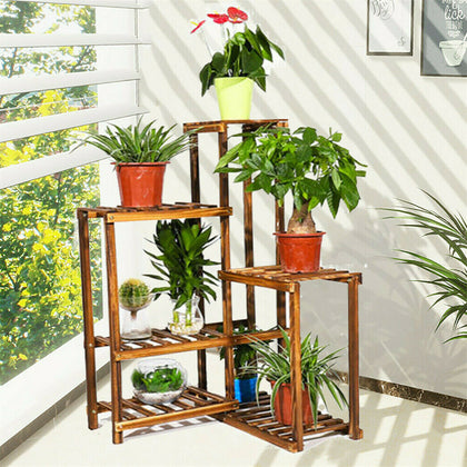 Upright Easily 6Tier little Corner Plant Stand Shelf Wood Flower Heavy Pots Rack