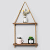 Wooden Hanging Rope Shelf Wall Mounted Floating Shelf Storage Rustic 1/2/3 Tiers