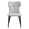 Set Of 2 Beige Dining Chairs Faux Leather Metal Legs Kitchen Room Chair Home