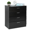 Chest of 4 Drawers Black Bedroom Furniture Tall Storage Bedside Table Nightstand