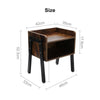 2pcs Industrial Bedside Table Stackable End Table with Storage Rustic Brown