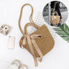 Women Brown Bowknot Straw Beach Bag Tote Basket Handbag Shoulder Messenge