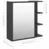 Bathroom Mirror Cabinet Grey Chipboard Washroom Wall Storage Rack Unit