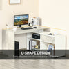 L-Shaped Computer Desk Home Office Study Table Corner Desk with Shelves Drawer