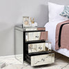 Mirrored Glass Bedside Table Storage Cabinet Unit Nightstand Chest of 3 Drawers