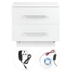 Bedside Table 2 Drawers Nightstand Front High Gloss Bedroom Cabinet w/ LED Light