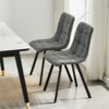 2* Dining Chairs Faux Leather/ Fabric Chairs Set Dining Room Grey Brown Modern